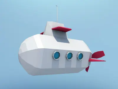 Low Poly Cartoon Submarine Free low-poly 3D model