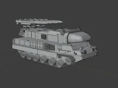 SA-11 soviet surface to air missile system Low-poly 3D model