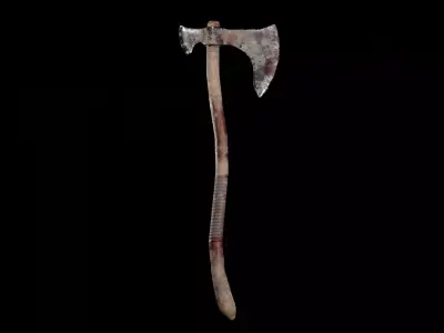 Medieval Axe Low-poly 3D model 8