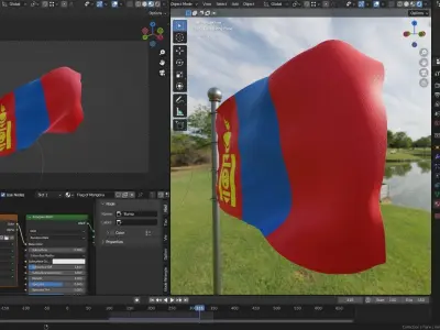 Animated Mongolia Flags 3D model