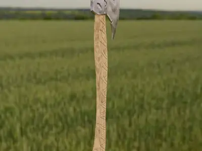 Game ready RUNIC AXE Free low-poly 3D model