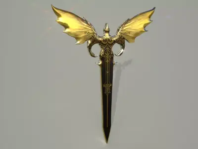 Winged Dagger Weapon - Low Poly Asset Low-poly 3D model  Low-poly 3D model