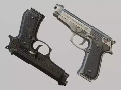 Beretta 92 Weapon Low-poly 3D model