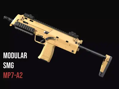 Modular SMG HK MP7A2 Low-poly 3D model