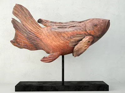 Swimming Koi Statue 3D model