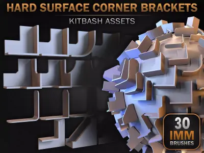30 Hard Surface IMM Corner Brackets Low-poly 3D model