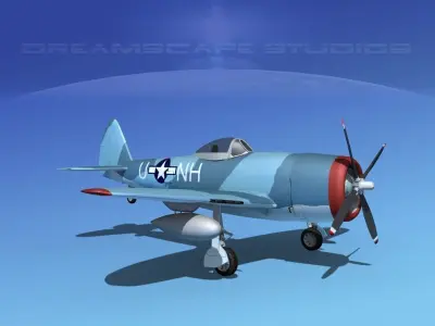 Republic P-47D Thunderbolt V06 3D model