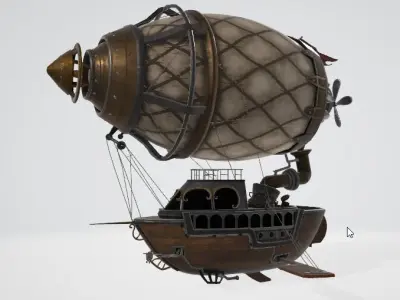 Steampunk ship Low-poly 3D model