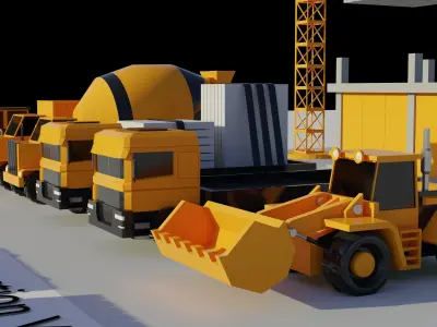 Lowpoly Simple Construction Set Low-poly 3D model