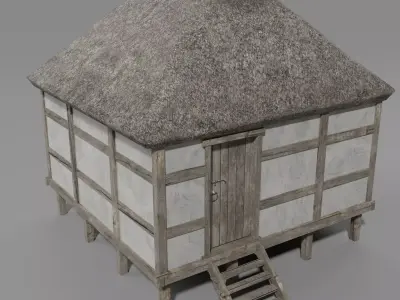 Medieval barn Low-poly 3D model