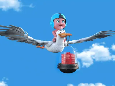 Cartoon Stork 3D model 3D model