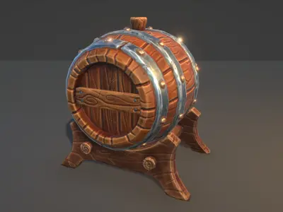 Stylized Beer Keg Low-poly 3D model