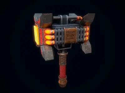 The ultimate BAN hammer Low-poly 3D model