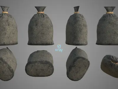 Sack Low Poly group of bags Low-poly 3D model