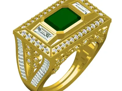 Antique Art Deco Style Cocktail Ring 3D print model