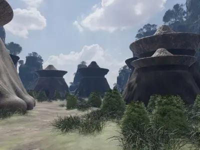 Mystical Village On A Mountain Path 3D model