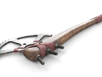 Battle Axe of PostApocalypse Low-poly 3D model