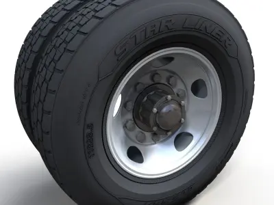 Old bus steel wheel 3D model