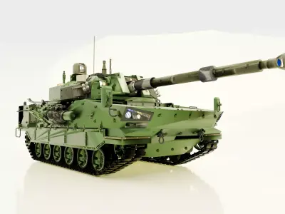 Modern Battle Tank Low-poly 3D model
