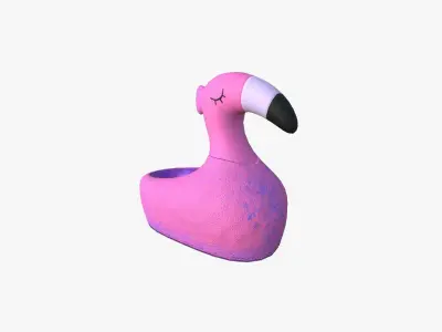 Slippers C07 Pink Blue Flamingo - Costume Character Design Low-poly 3D model