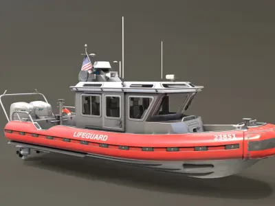 Coast Guard Rescue Boat Low-poly 3D model