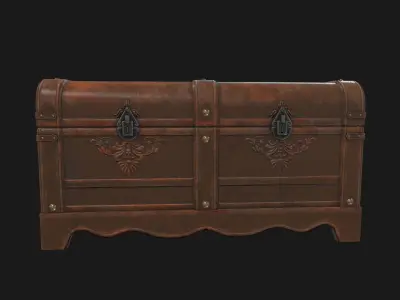 Wooden chest Low-poly 3D model