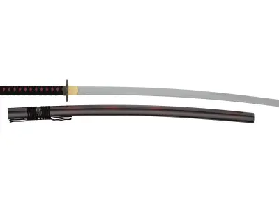 Katana samurai sword Low-poly 3D model 18