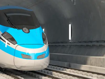 Railway Tunnel Section with Train 3D model purchase