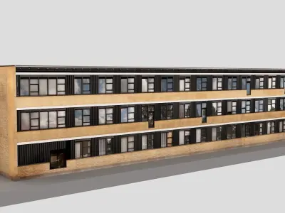 Realistic European City Block Building 17 Low-poly 3D model
