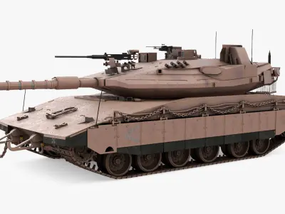 Dirty Israeli Tank Merkava 5 Beige 3D model