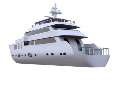 Luxury Motor Yacht 3D Model Game Ready Low Poly Only Quads  PBR Low-poly 3D model