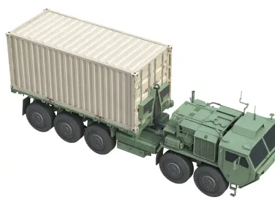 Oshkosh PLS A1 M1074A1 Contianer Truck   Low-poly 3D model