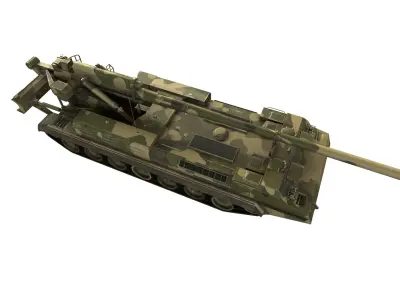 2S7 Pion Low-poly 3D model