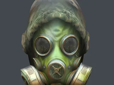 Gas mask helmet 3d model military combat Low-poly Low-poly 3D model 14