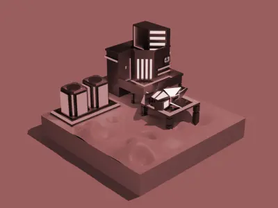 Lowpoly live on Mars Low-poly 3D model