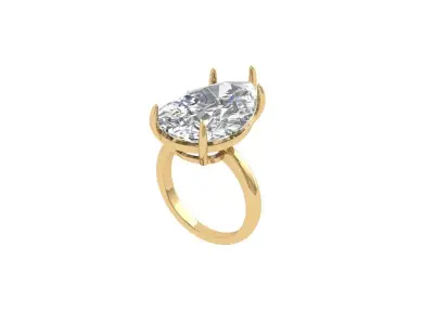 Pear Solitaire Ring 3D print model 5