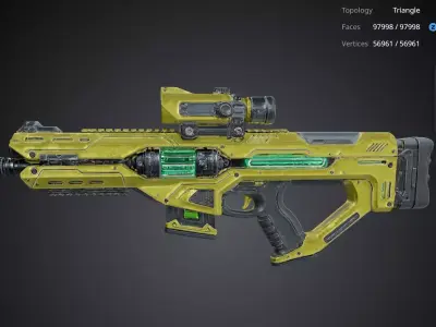 Futuristic Yellow Gun 3D model shop