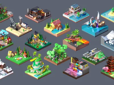 Worlds Square Low-poly 3D model