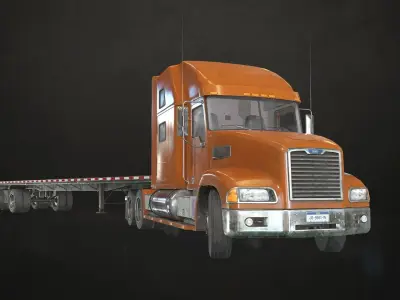 Semi Truck Flatbed Trailer Low-poly 3D model