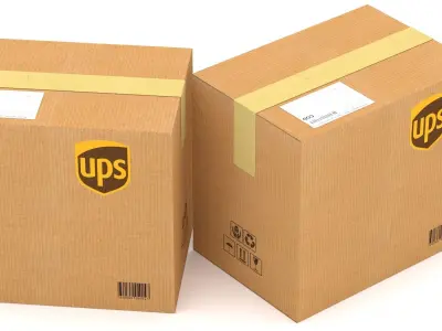 UPS Cardboard Box Low-poly 3D model