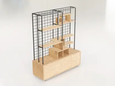 Furniture Modern Shelf 5 Low-poly 3D model