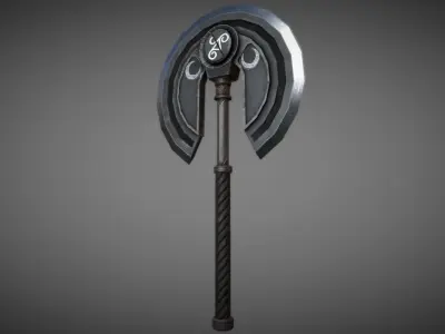 Metal Moon Axe 01 Low-poly 3D model