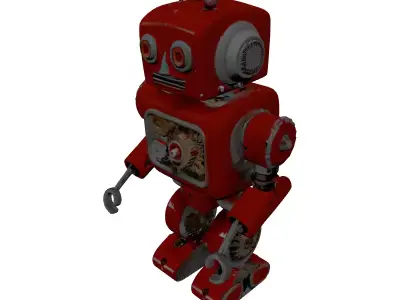 Classic Red Toy Robot 3D model