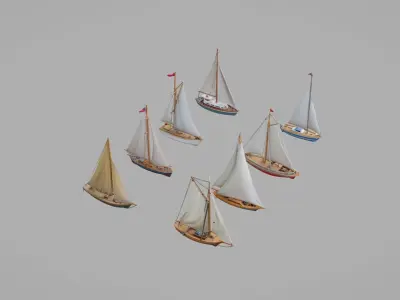 Sailboats Pack Collection Low-poly 3D model