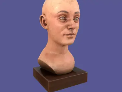 Antique Wooden Head Mannequin for Hats Wigs and Helmets Low-poly 3D model