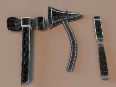 Stylized 3D Tools Pack - PBR Medieval Tools Low-poly 3D model