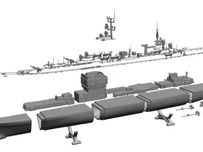 USS Long Beach CGN 9 3D print model