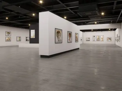 low poly gallery hall 02 Low-poly 3D model