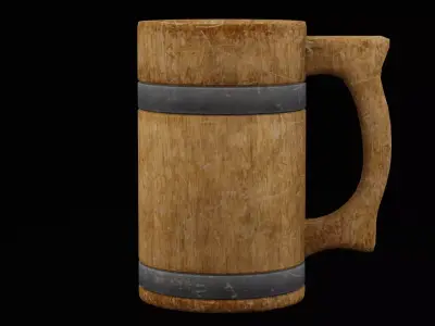 Wooden Tankard  Low-poly 3D model