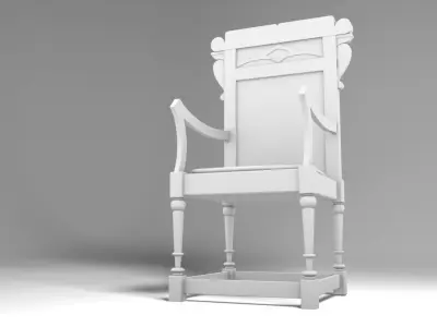 Antique Western Wooden Chair Low-poly 3D model